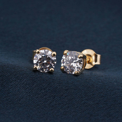 Peprika American Diamond Designer Studed Gold Plated Earrings For women Cubic Zirconia Alloy Stud Earring