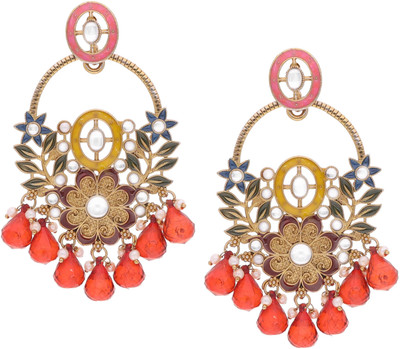 Alasca Gold Plated Earring for Women & Girls Diamond Brass Drops & Danglers