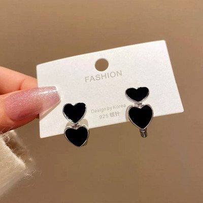 Fashion Fusion Silver Plated Black Heart Clip On Earrings For Women & Girls Brass Clip-on Earring