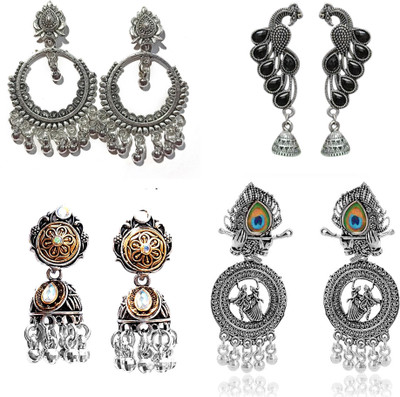 Jhumka Street Dual Tone jhumka Earrings for girls and Women stylish Pack of 4 Alloy Jhumki Earring