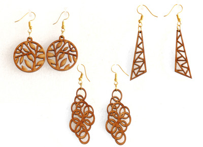 HOSTK Handmade Wooden Earrings with Ear Backs for Women and Girls Different Shapes Wood Earring Set