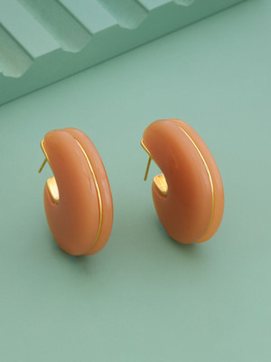 Kushal's Fashion Jewellery Orange Gold-plated Party Zircon Trendy Hoop Earring Zircon Copper Hoop Earring