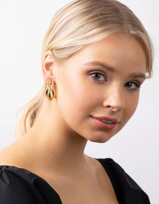 TheVineGirl Fancy Creations 3 Layer Golden Earrings for girls Alloy Hoop Earring