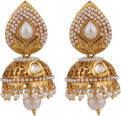 Angel In You Gold Plated White Pearl Brass Traditional Jhumka earring_AIY Pearl Brass Jhumki Earring