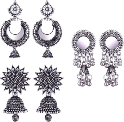 MEENAZ earrings for women silver earrings jhumki combo oxidised jhumka small earrings Beads, Pearl, Cubic Zirconia, Diamond Brass, Enamel, Copper, Zinc, Stone Chandbali Earring, Earring Set, Jhumki Earring