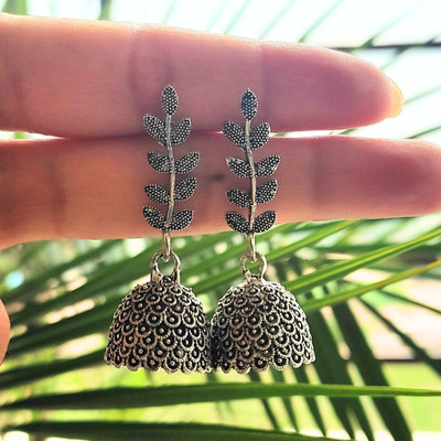 BEAUTIFUL OXIDISED SILVER EARRINGS,JHUMKA (1 PAIR),RAKHI GIFT Alloy Jhumki Earring, Earring Set, Chandbali Earring