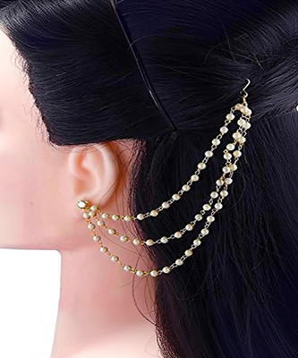 UVX fashion & tech Temple Jewelry Inspired Multilayer Pearl Bead Statement Chain Pearl Alloy Jhumki Earring