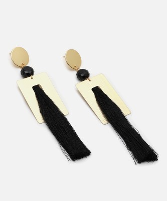 SOHI sohi gold plated black tassle earrings Alloy Drops & Danglers