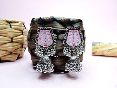 VATSALYA creation Silver Oxidise Jaipur Meenakari Alloy Jhumki Earring