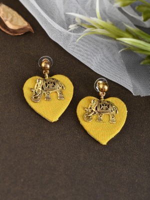 Shoshaa Gold Plated Yellow Handcrafted Drop Earrings Brass Drops & Danglers