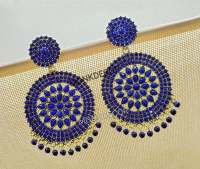 MONKDEOCR Stylish Round Gola Stone Artificial Alloy Stud Earring