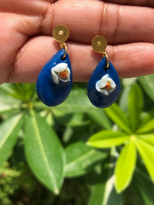 NIKITA CREATION Polymer clay small dangler with beautiful flower Alloy Drops & Danglers