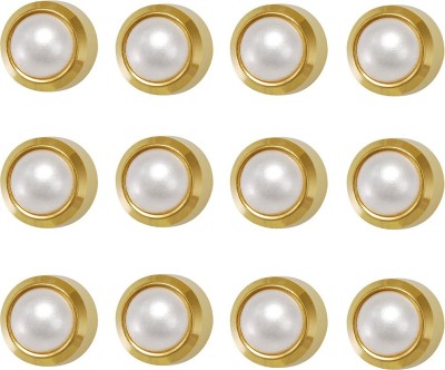 STUDEX 2MM Mini White Pearl Bezel 24K Pure Gold Plated (12 Pair) Piercing Metal Stud Earring