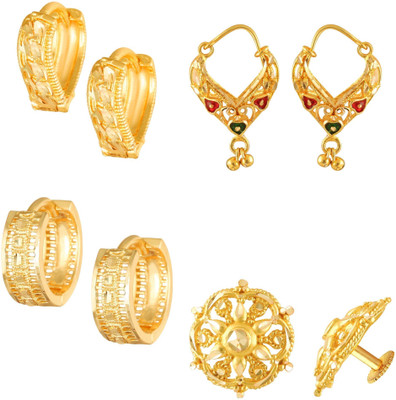 VIGHNAHARTA Golden Alloy Stud Earrings Combo Set(Sales Package-4 Pair Earrings ) Alloy Clip-on Earring, Stud Earring