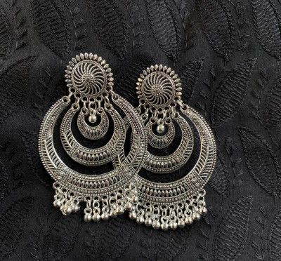 Ananta Crafts German Silver Oxidised Alloy Chandbali Earring, Stud Earring