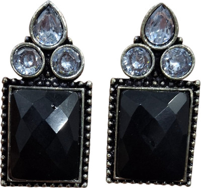 Kavi Traders Collection Black and White Crystal Alloy Drops & Danglers