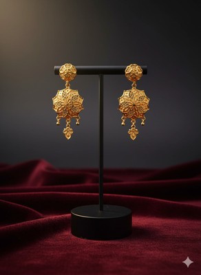 Alankarini Creation Traditional Gold Filigree Floral Chandelier Jhumkas For Women & Girls Alloy Jhumki Earring