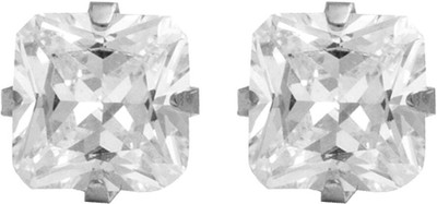 STUDEX 4X4MM Cubic Zirconia Princess Cut Allergy Free Piercing (Single Studs) Cubic Zirconia Metal Stud Earring