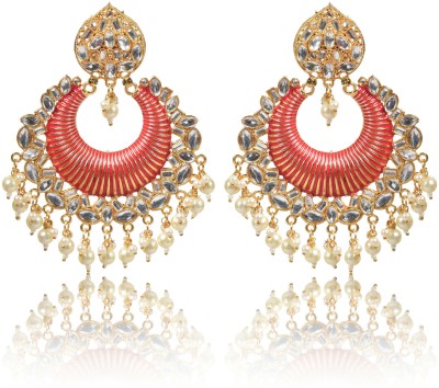 Nilu's Collection Big Chandbali Jhumka Wedding/ Party/ Festive Collection for Women (Red) Alloy Chandbali Earring