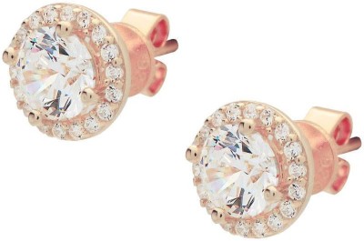 VAGHBATT Micro Pave CZ Heart Stud Earrings in Rose Gold Plated Enamel Hoop Earring