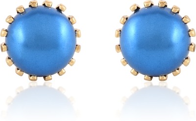 MissMister Brass Goldplated Cultured Blue Coloured Pearls Fashion jewellery Women Earrings Brass Earring Set