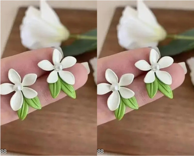 RISHASTYLE Flower motive korean temperment shining earrings combo of Two Zircon Alloy Stud Earring