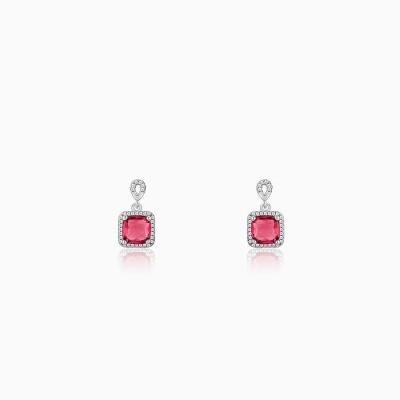 GIVA 925 Silver Pink Square Earrings|Lifetime plating | 6 Months Warranty Zircon Sterling Silver Stud Earring