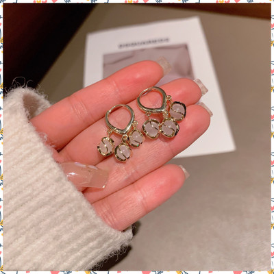 JDENTERPRISES Korean Round Opal Stone Spiral Cat Eye Drop Earrings For Women/Girls Opal Alloy Hoop Earring