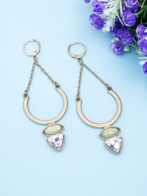 GOLDEN PEACOCK Gold-Toned Teardrop Shaped Drop Earrings Alloy Drops & Danglers