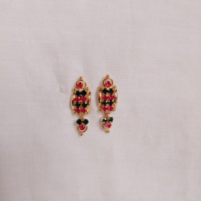 kurdekars divuu red and green stones fitted earring Copper Drops & Danglers