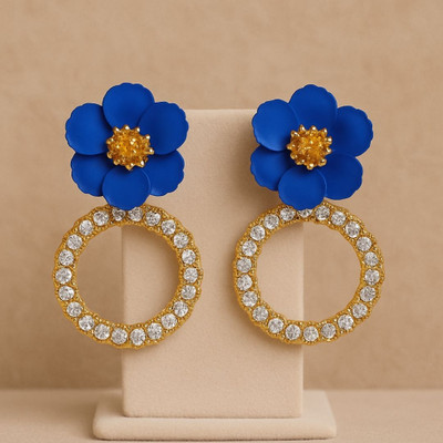 Reshmin FLRCRY-BLU01 Alloy Hoop Earring