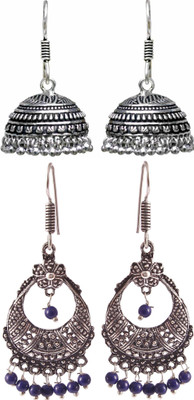 Haniya Oxidized Silver plated handmade Jhumka Jhumki Earrings Brass, Alloy Jhumki Earring