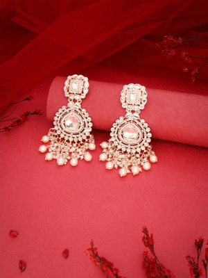 Alasca Pack of 1 Gold Drop & Danglers Earring for Women & Girls Diamond Brass Drops & Danglers
