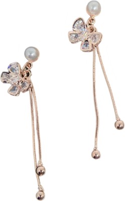 Jheel Fashion Pearl Drop Flower Earrings Crystal Drops & Danglers