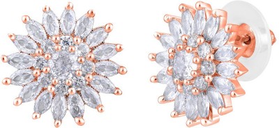 Stefan Amarican Diamond Floral Stud Earring for Women Crystal Brass Stud Earring