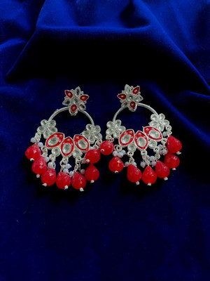 Hengarr Traders Meenakari_Star_Red-6 Cubic Zirconia Brass Earring Set
