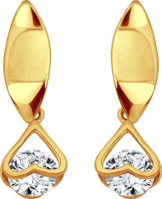 Vivaana Youthful Solitaire CZ Gold Plated earring for Girls and Women Cubic Zirconia Alloy Drops & Danglers