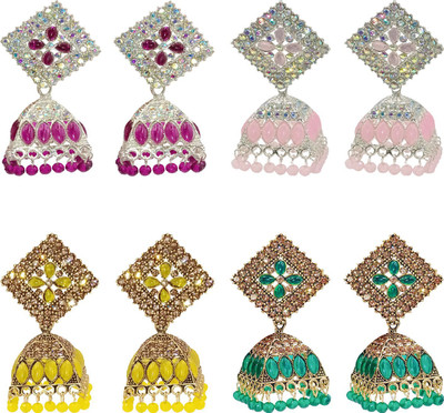 Malana Merino Women Earrings Jhumka Jewelry for Girls Jhumki for Every Occasion Set of 4 Alloy Jhumki Earring
