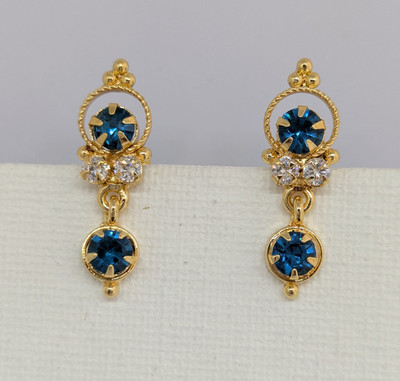 Rithvin Fashion Traditional Gold-plated Blue stones Drop earrings Cubic Zirconia Alloy Drops & Danglers