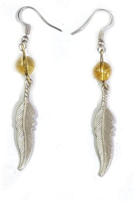 AIR9999 Natural Citrine Feather Earings Lucky Charm For Women And Girls Crystal Crystal Jhumki Earring