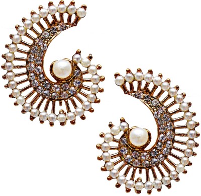 Lucky Jewellery Lucky Jewellery White Stud Pearl Partywear Tops Alloy Stud Earring