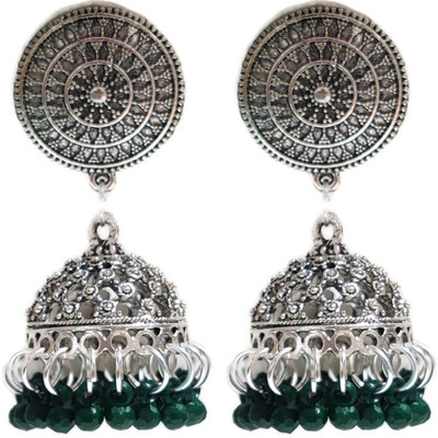 house of common Silver Oxidised Stylish Fancy Party Wear Jhumka Afghani Earrings Beads Enamel, Plastic, Brass, Metal, German Silver Jhumki Earring, Drops & Danglers, Tunnel Earring house of common Silver Oxidised Stylish Fancy Party Wear Jhumka Afghani Earrings Beads Enamel, Plastic, Brass, Metal, German Silver Jhumki Earring, Drops & Danglers, Tunnel Earring