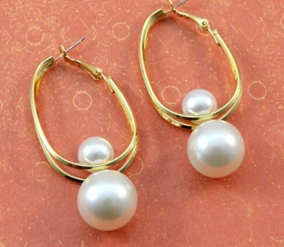 Tiijori Korean Earrings For Women & Girls /Double Pearl Earrings Pearl Alloy Drops & Danglers