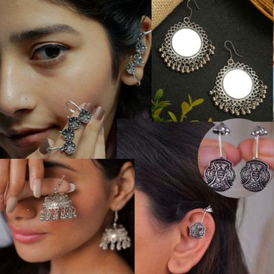 Ashir Oxidised cuff jhumki Earrings for women and girls Alloy Cuff Earring