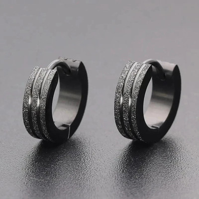 vien Classic Gypsophila Anti-allergic titanium steel buckle earrings Unisex (1PAIR) Metal Hoop Earring