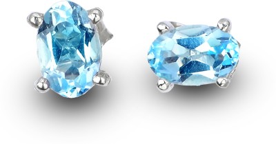 azami Semi-Precious Blue Topaz Studs Topaz Sterling Silver Stud Earring, Earring Set, Plug Earring