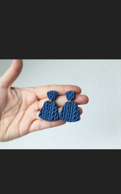 Vmaplayfashion Blue square earrings Terracotta Drops & Danglers