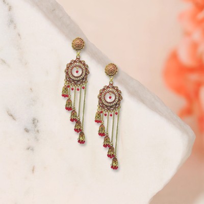 MADAM MAYA Beautiful Traditional Kundan Jhumki Earring, Drop Earrings For Girls & Women Pearl Steel Jhumki Earring