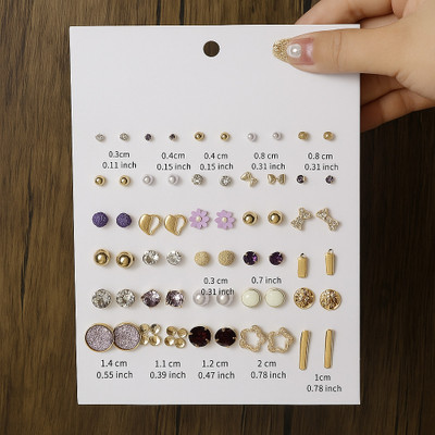 veyra Stylish 30 Pairs Combo Stud Earrings Set for Women & Girls Pearl Alloy Stud Earring