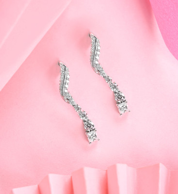 CLARA Wave Cubic Zirconia Sterling Silver Drops & Danglers